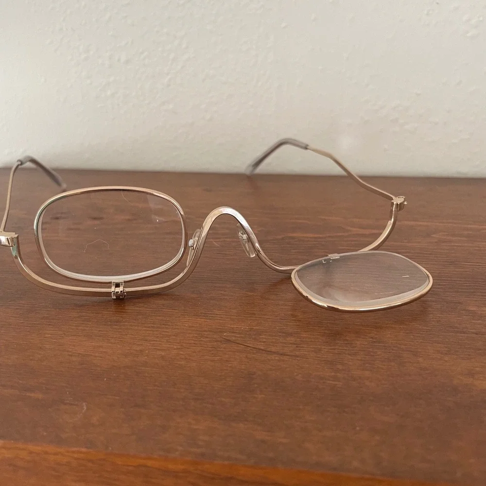 Dual Flip Down Magnifier +3.00 Glasses Readers Gold Tone Folding Makeup